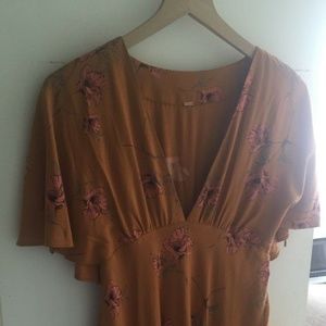 Free People Floral Mini Cape Sleeve Dress (S)